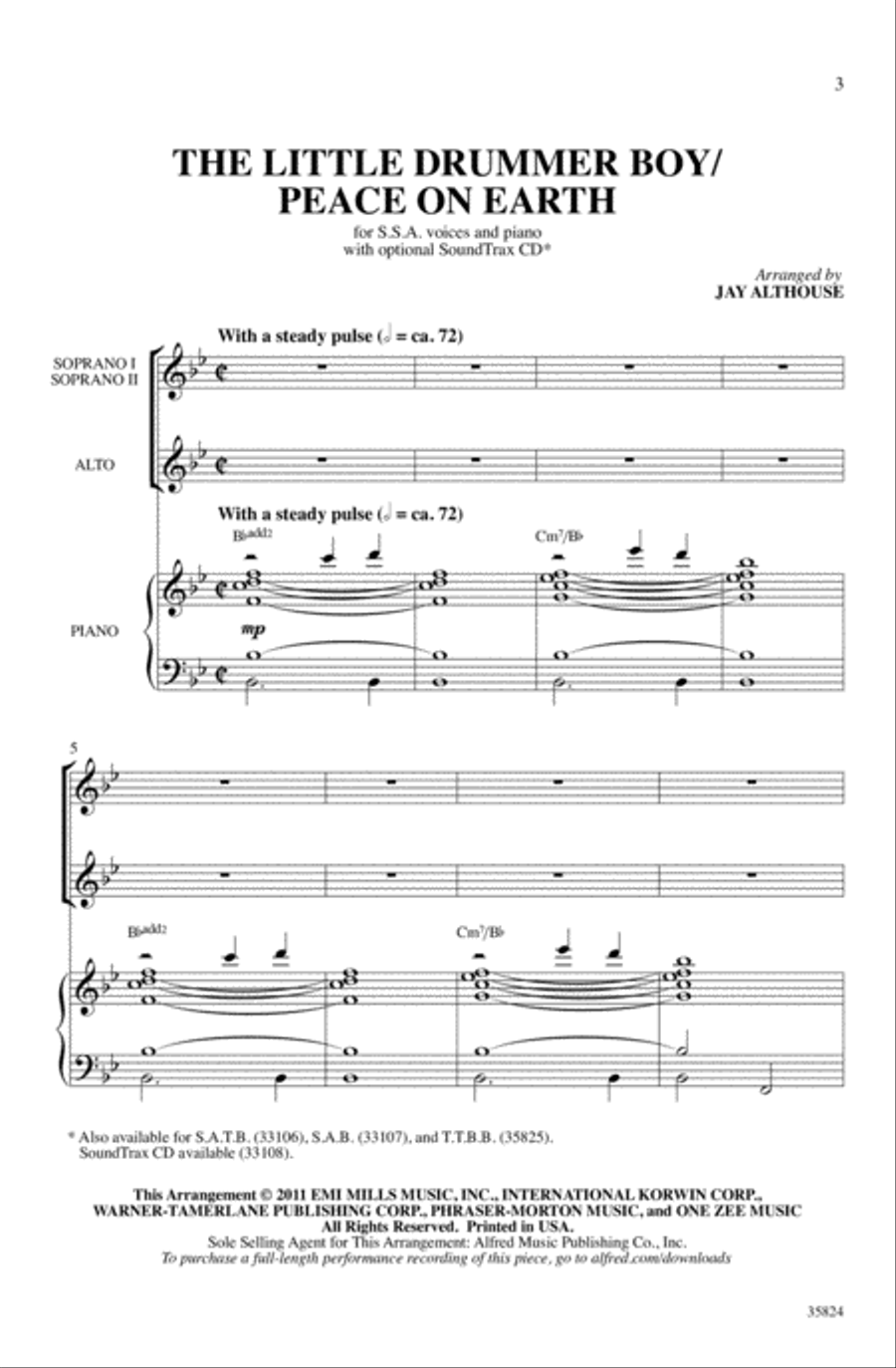 The Little Drummer Boy / Peace on Earth Choir scores gallery preview page 2