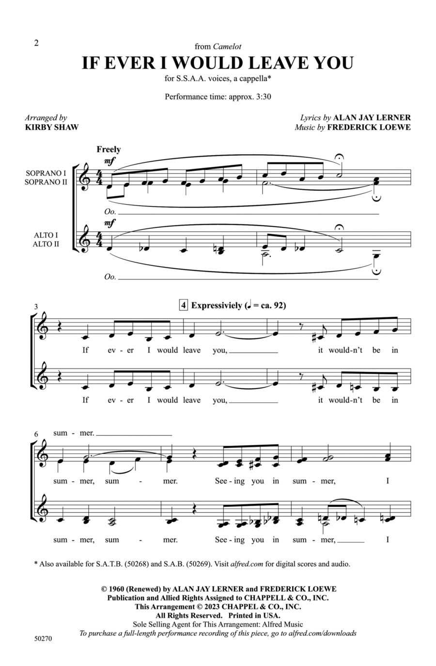 If Ever I Would Leave You Choir scores gallery preview page 1