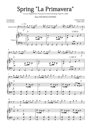 "Spring" (La Primavera) by Vivaldi - Easy version for CELLO & PIANO