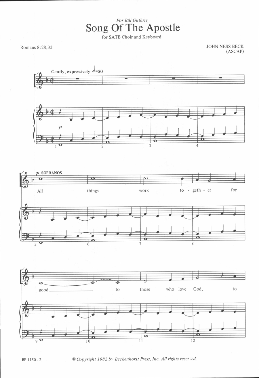 Song of the Apostle 4-Part scores gallery preview page 2