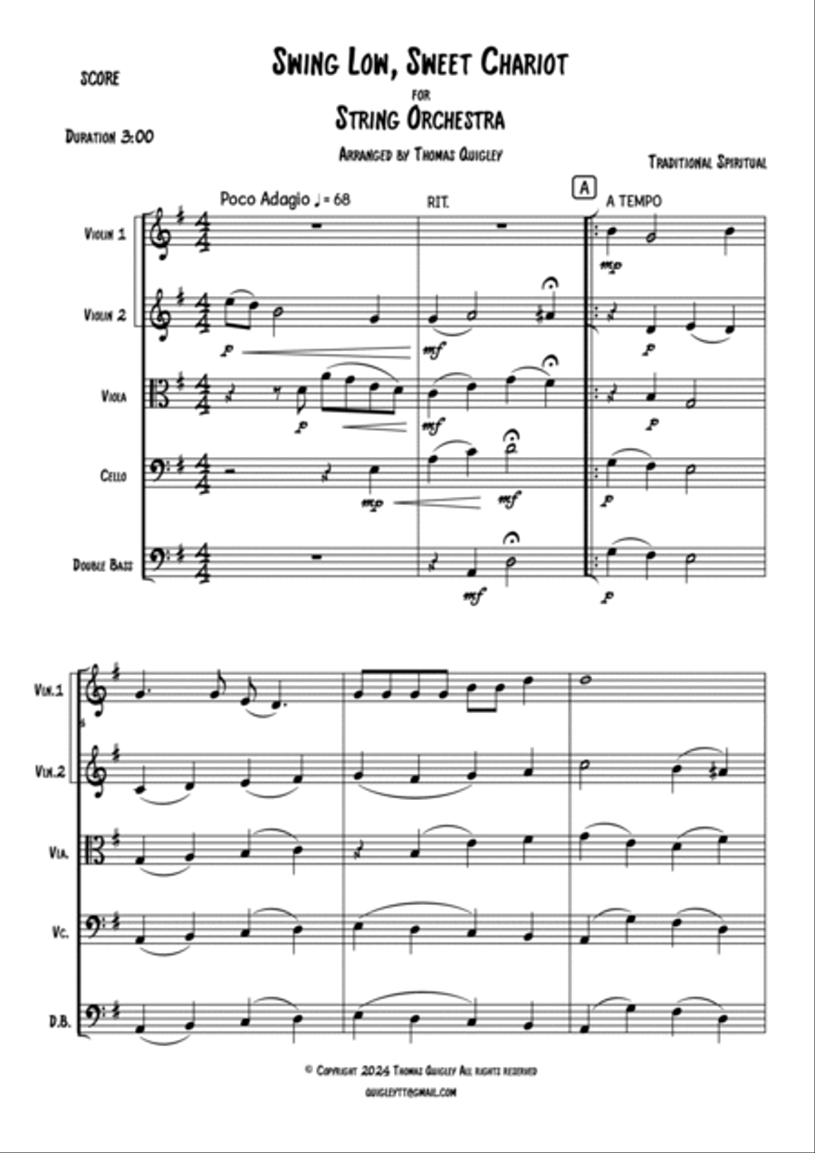 Swing Low, Sweet Chariot Swing Low, Sweet Chariot String Orchestra scores gallery preview page 2