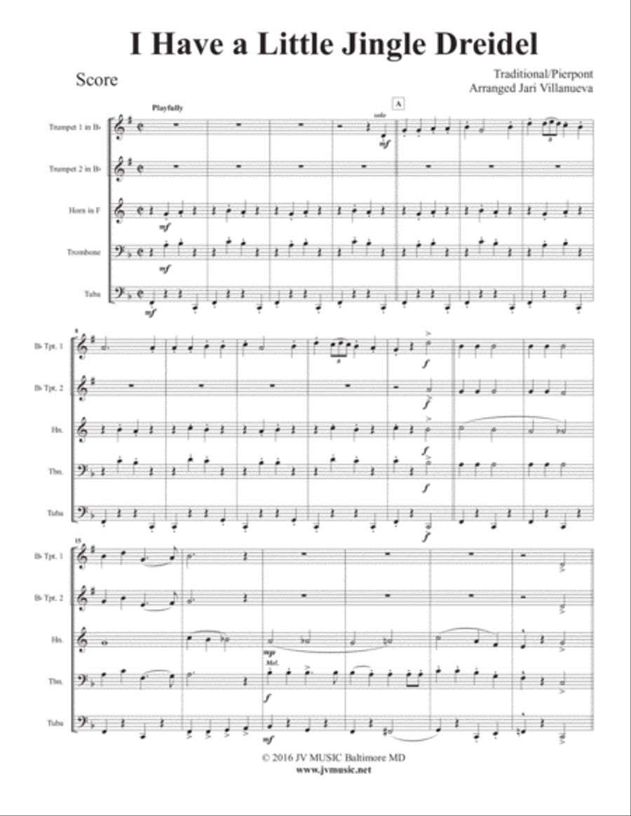 I have a Little Jingle Dreidel-Brass Quintet Brass Quintet scores gallery preview page 3