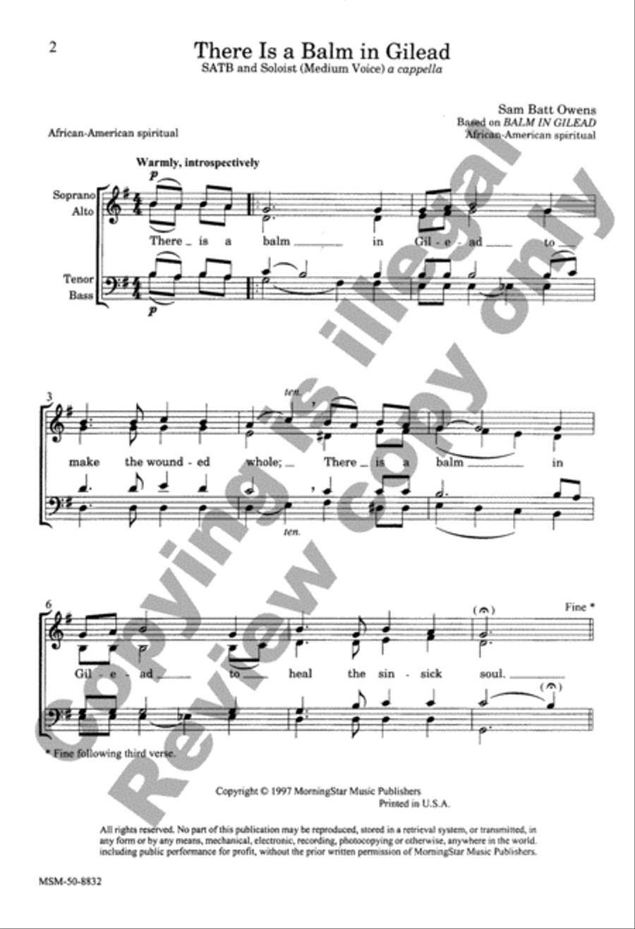 There Is a Balm in Gilead 4-Part scores gallery preview page 2