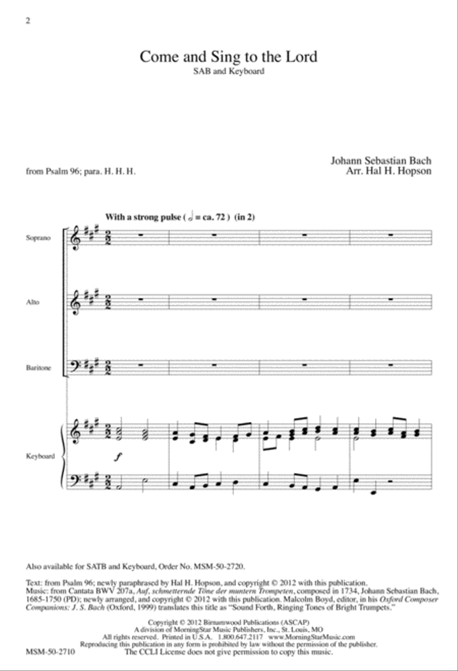 Come and Sing to the Lord 3-Part scores gallery preview page 2