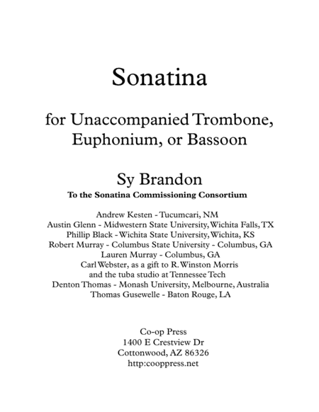 Sonatina for Unaccompanied Trombone, Euphonium or Bassoon image number null