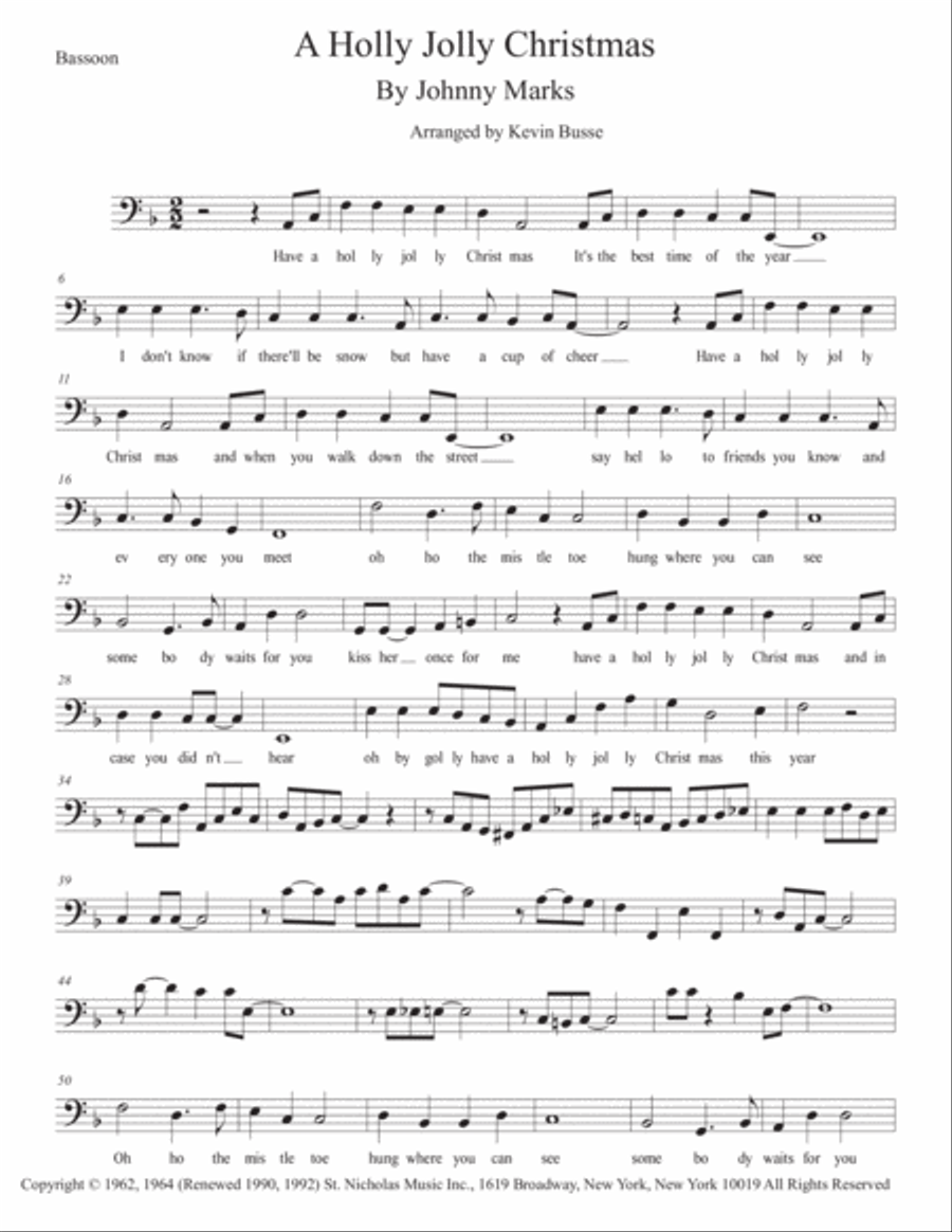 A Holly Jolly Christmas Bassoon Solo scores gallery preview page 1