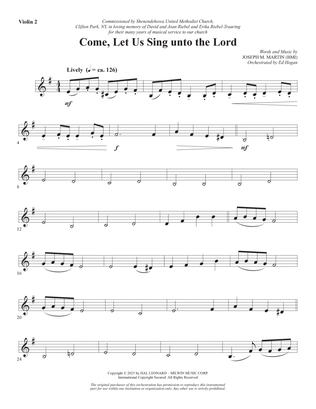 Come, Let Us Sing Unto The Lord - Violin 2