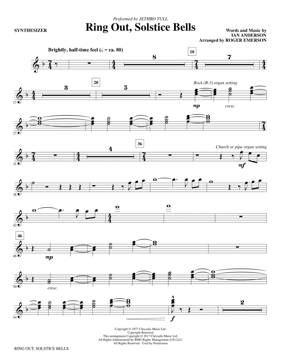 Ring Out, Solstice Bells - Synthesizer Choir scores gallery preview page 1