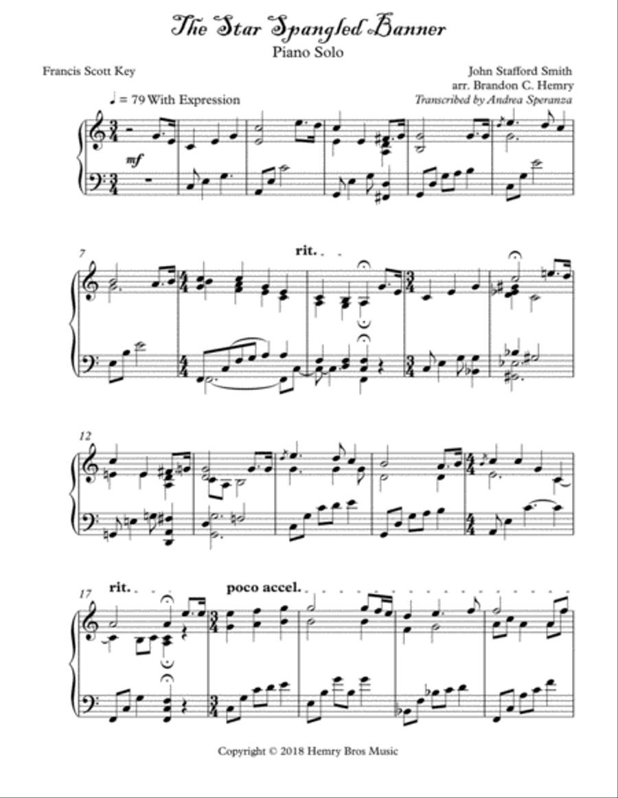 The Star Spangled Banner Piano Solo scores gallery preview page 2