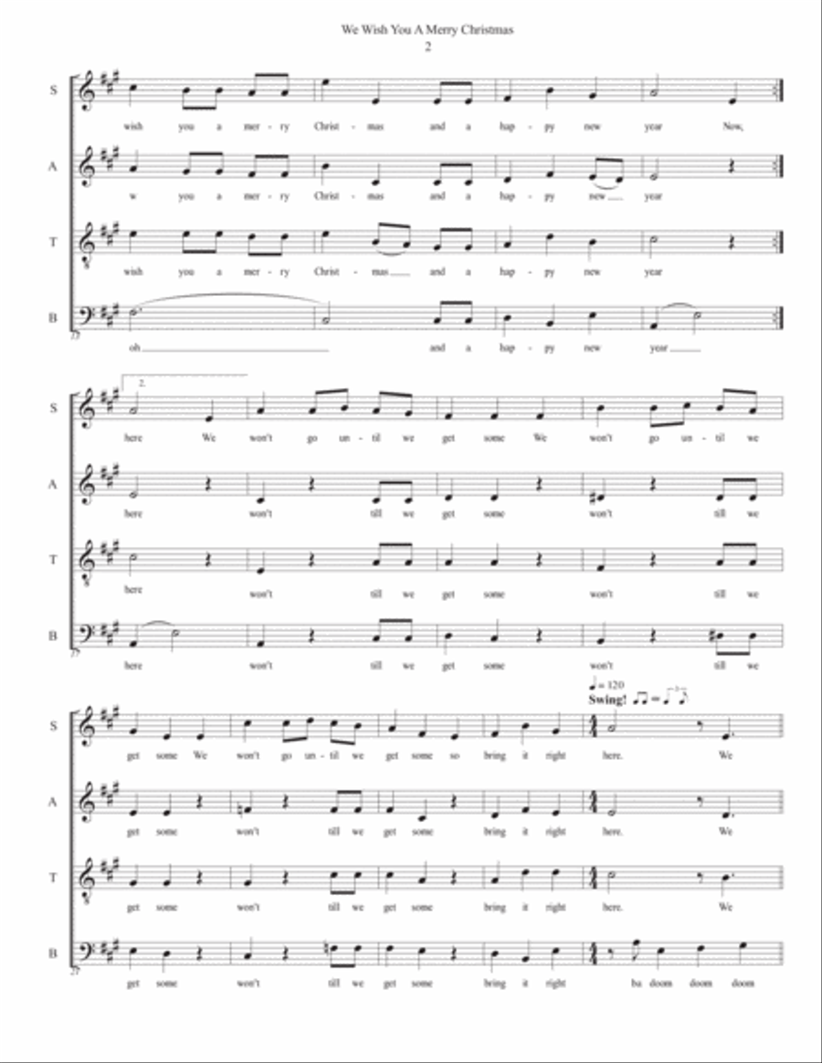 We Wish You A Merry Christmas - SATB Acappella 4-Part scores gallery preview page 2