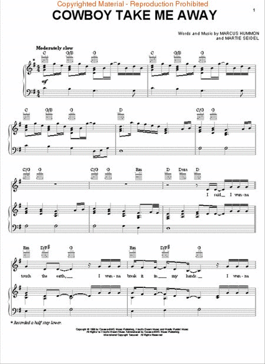 Cowboy Take Me Away Piano, Vocal, Guitar scores gallery preview page 2