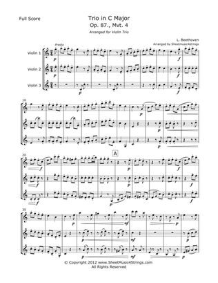 Book cover for Beethoven, L. - Trio Op. 87 (Mvt. 4) for Three Violins