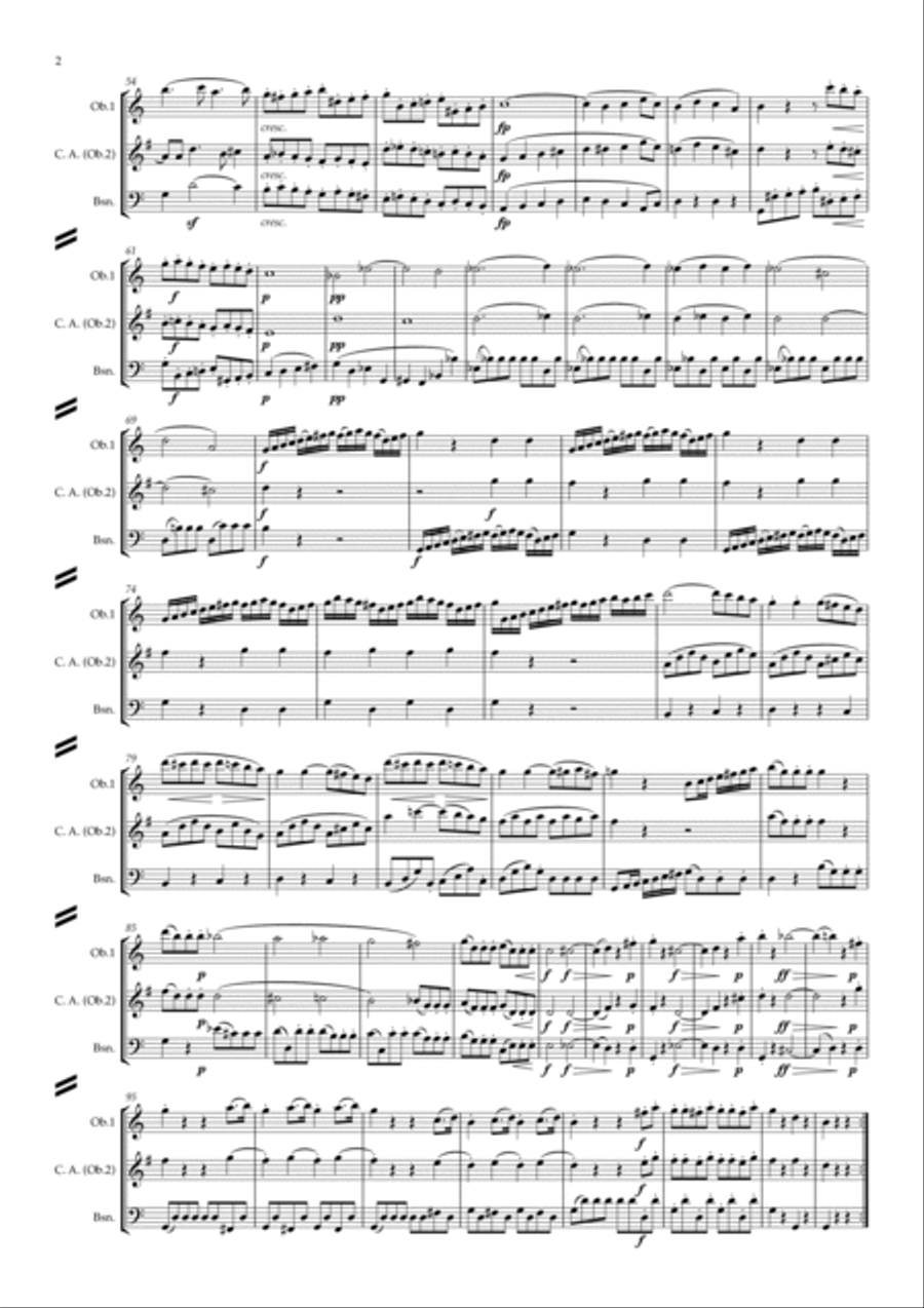 Beethoven: Wind Trio in C Major Op.87 Mvt.I Allegro - double reed trio (Ob.,C.A.,Bsn.) Woodwind Ensemble scores gallery preview page 2