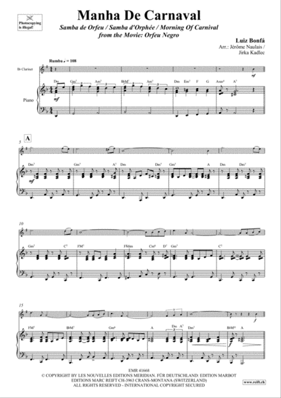 Manha De Carnaval Clarinet Solo scores gallery preview page 3