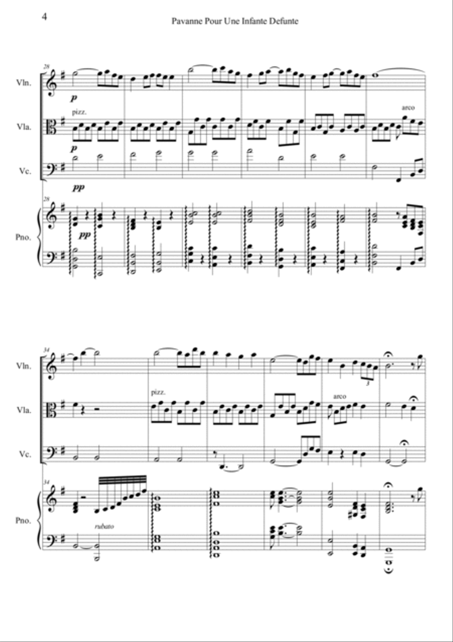 Pavanne Pour Une Infante Defunte Piano Quartet scores gallery preview page 4