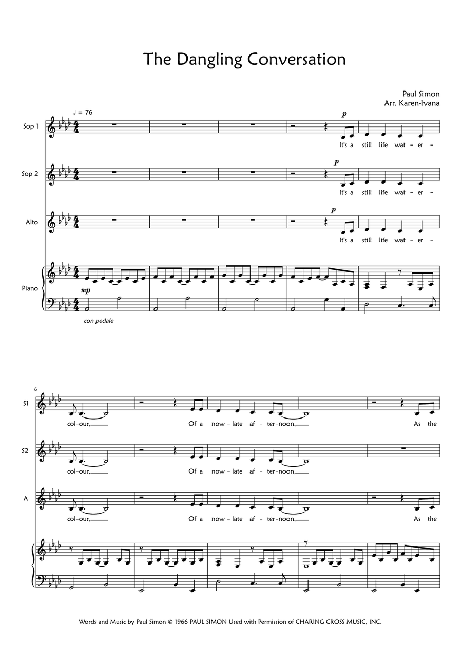 The Dangling Conversation SSAA scores gallery preview page 1