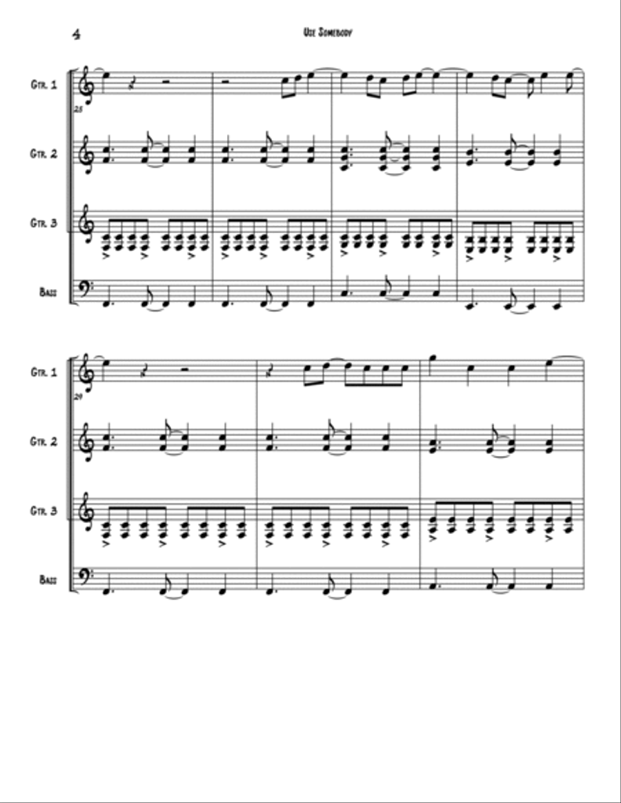 Use Somebody Guitar Ensemble scores gallery preview page 4
