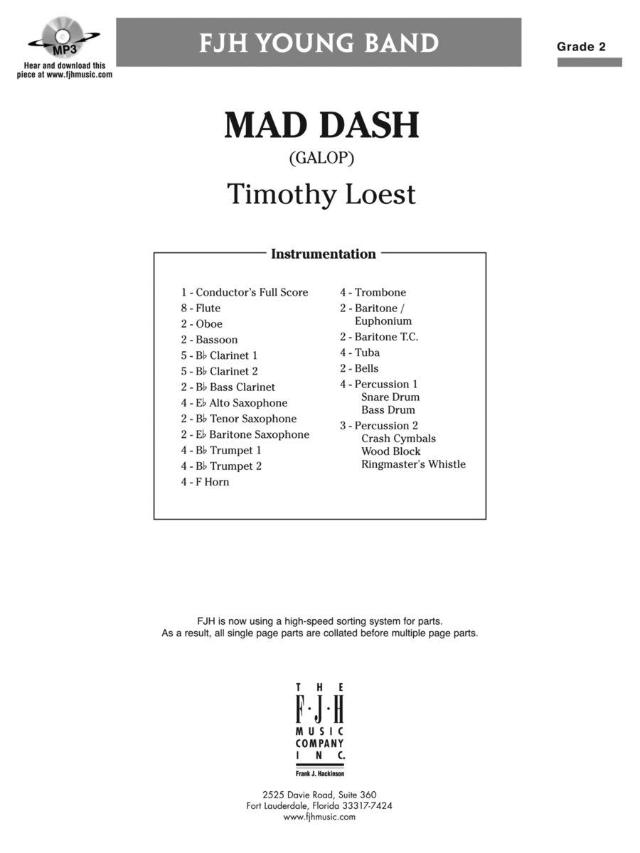 Mad Dash: Score Mad Dash: Score Concert Band scores gallery preview page 1