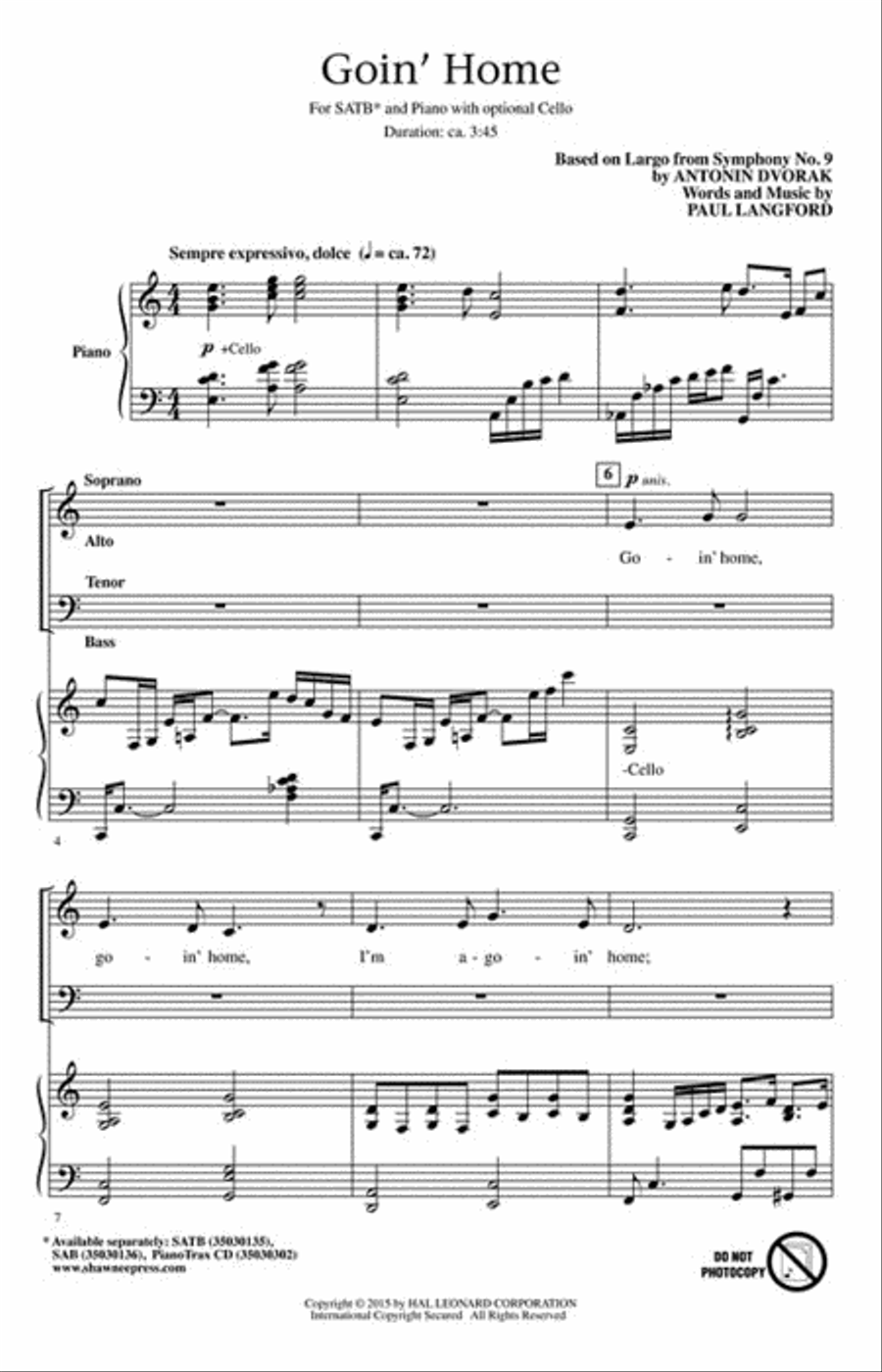 Goin' Home 4-Part scores gallery preview page 2