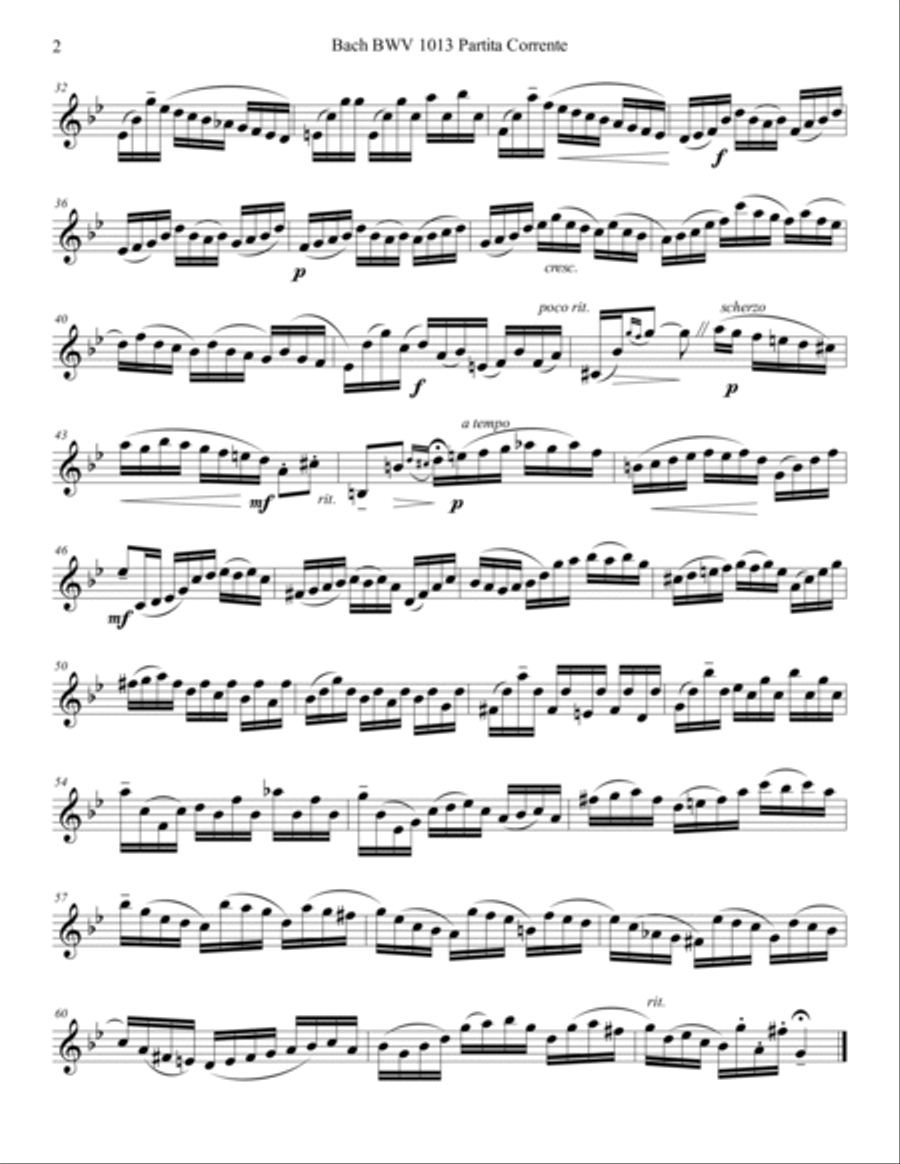 Bach 1723 BWV 1013 Partita in 4 Movements for Oboe or English Horn (transposed) English Horn scores gallery preview page 5