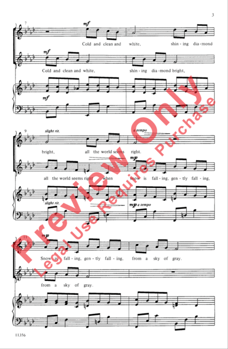 Snow Is Falling Women's Choir scores gallery preview page 3