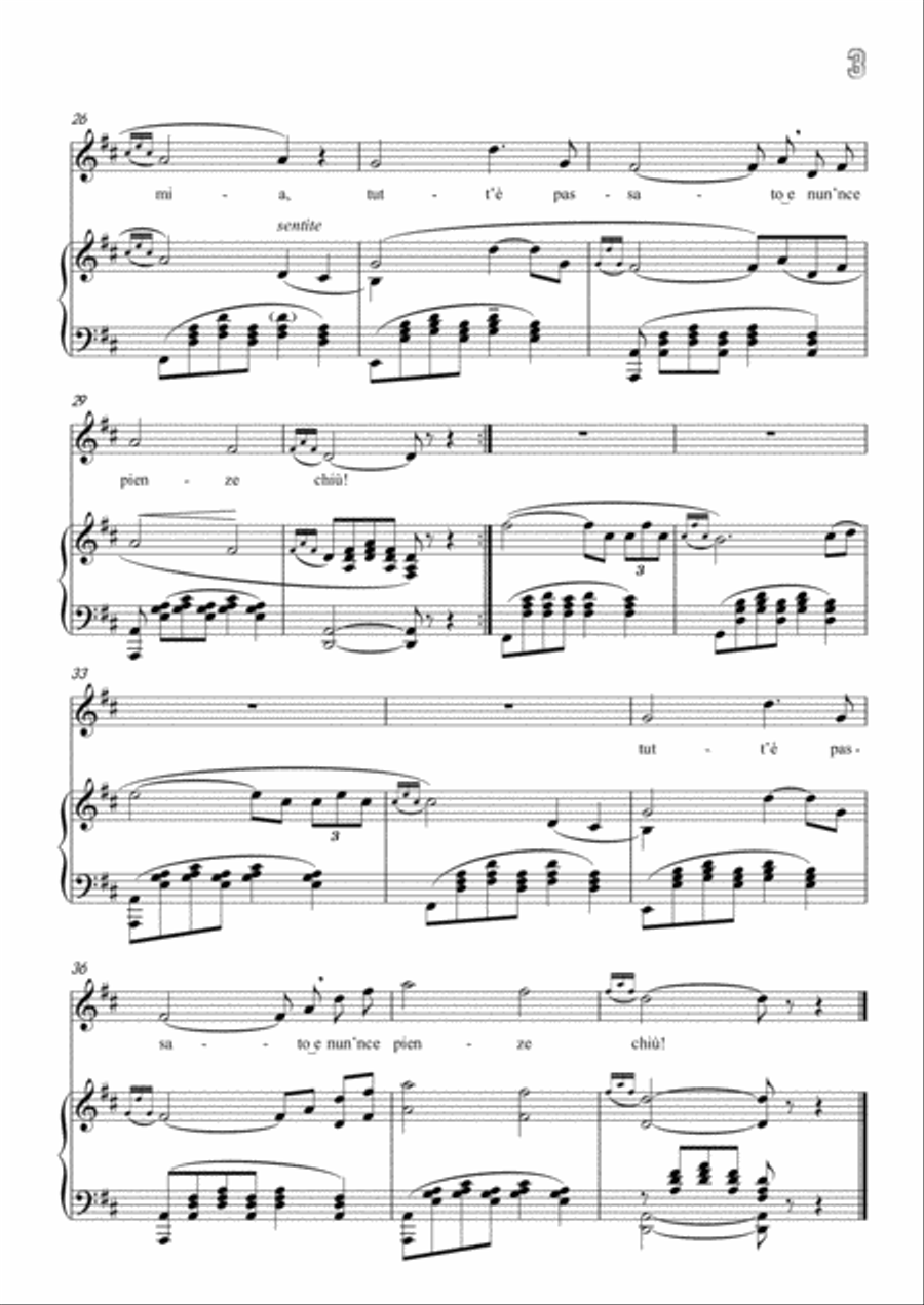 Cardillo-Core'ngrato in D Major,for Voice and Piano Voice Solo scores gallery preview page 5