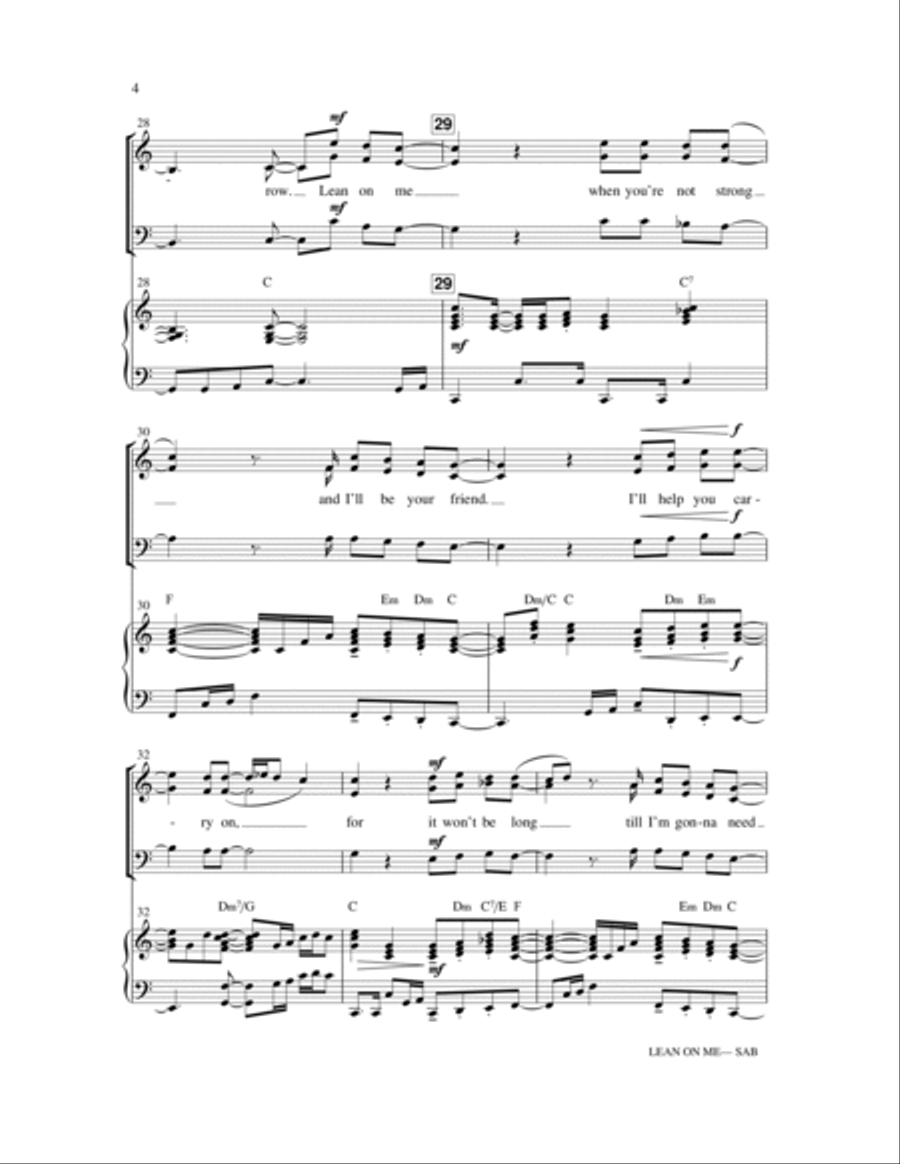 Lean On Me (with We Shall Overcome) 3-Part scores gallery preview page 4