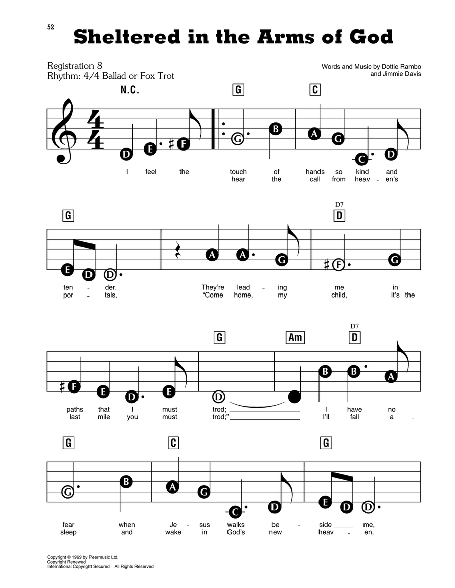 Sheltered In The Arms Of God Electronic Keyboard scores gallery preview page 1