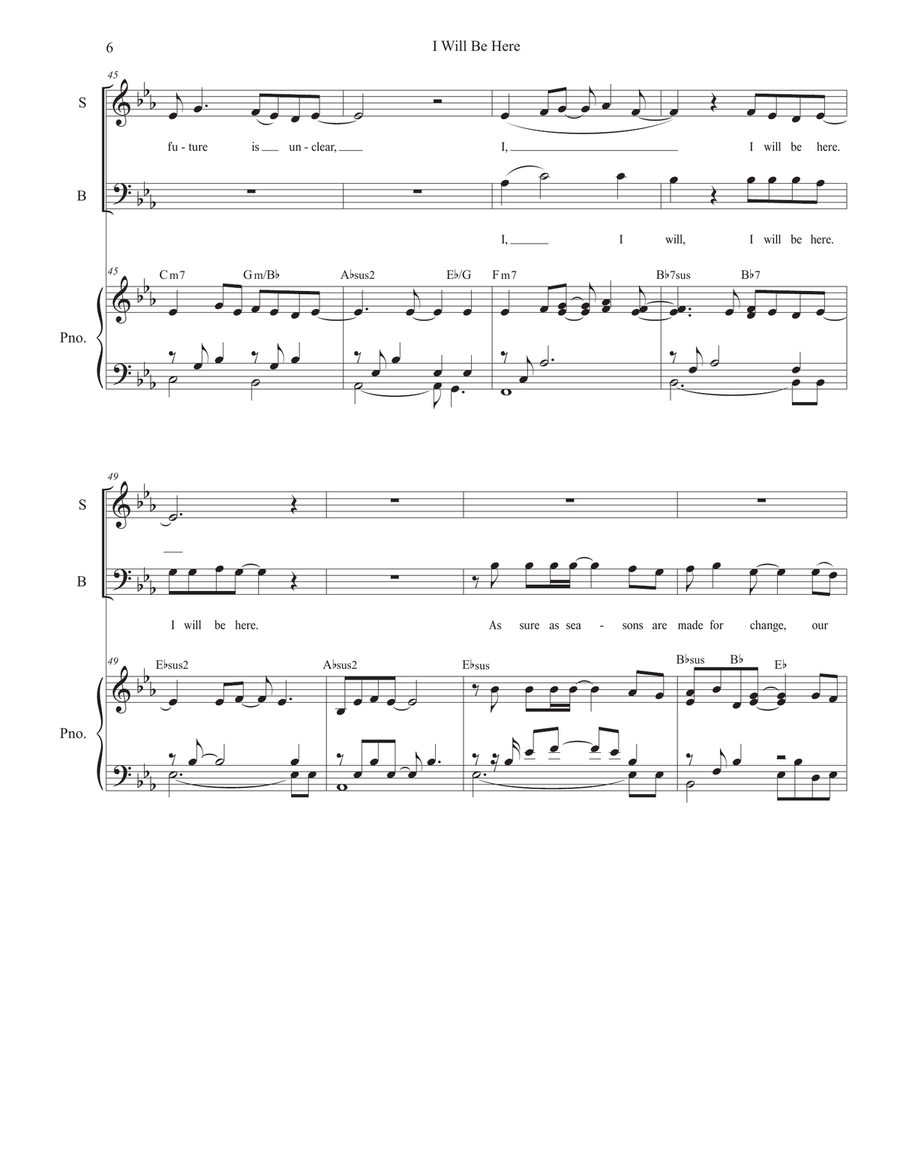 I Will Be Here Piano, Vocal scores gallery preview page 6