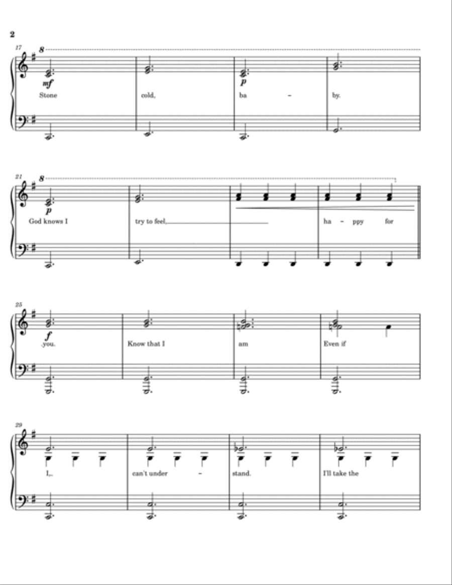 Stone Cold Easy Piano scores gallery preview page 2
