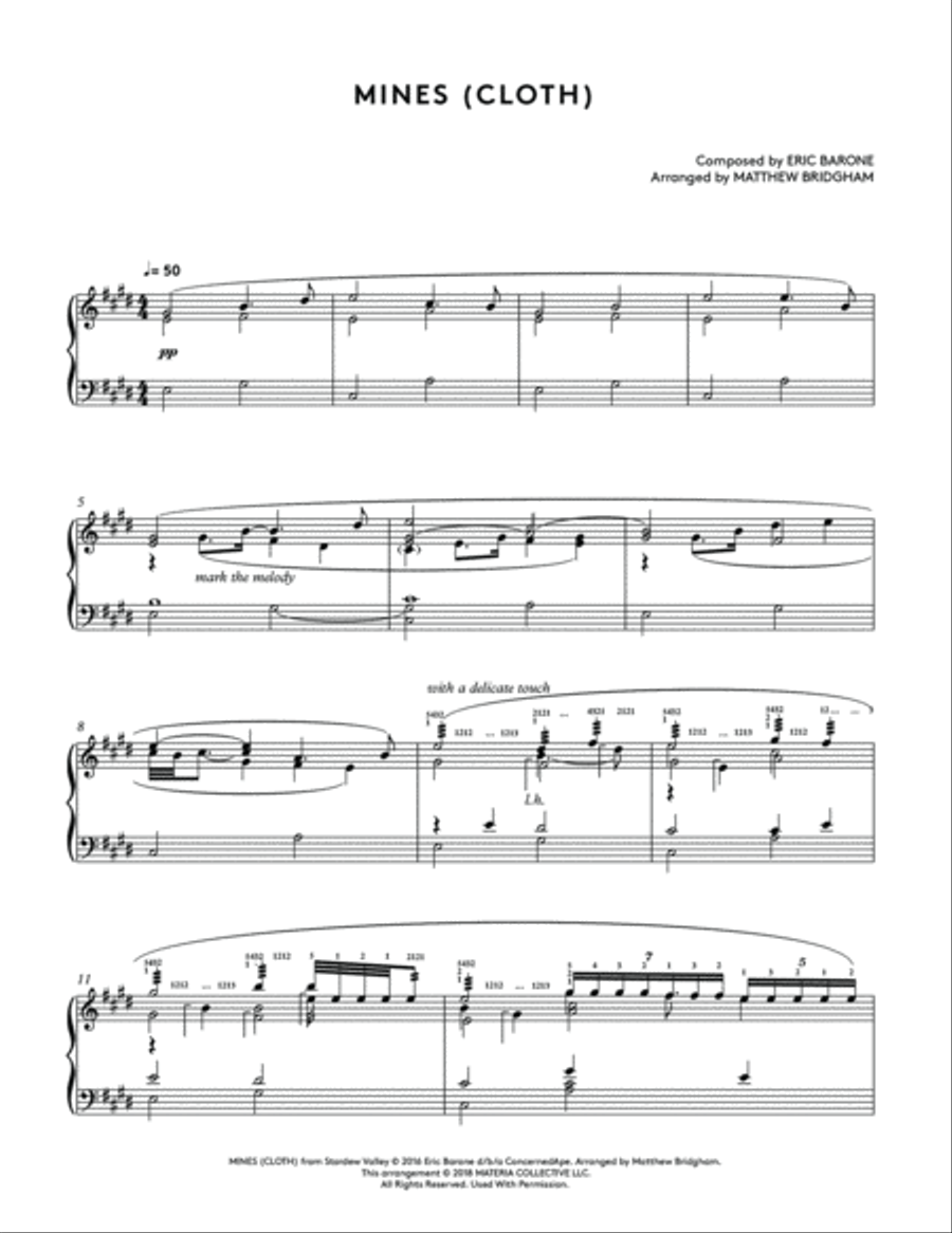 Mines (Cloth) (Stardew Valley Piano Collections) Piano Solo scores gallery preview page 2