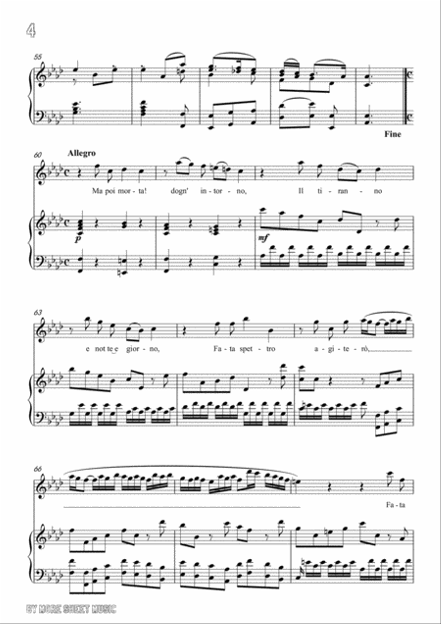 Handel-E pur così in un giorno...Piangerò la sorte mia in A flat Major,for Voice and Piano Voice Solo scores gallery preview page 6