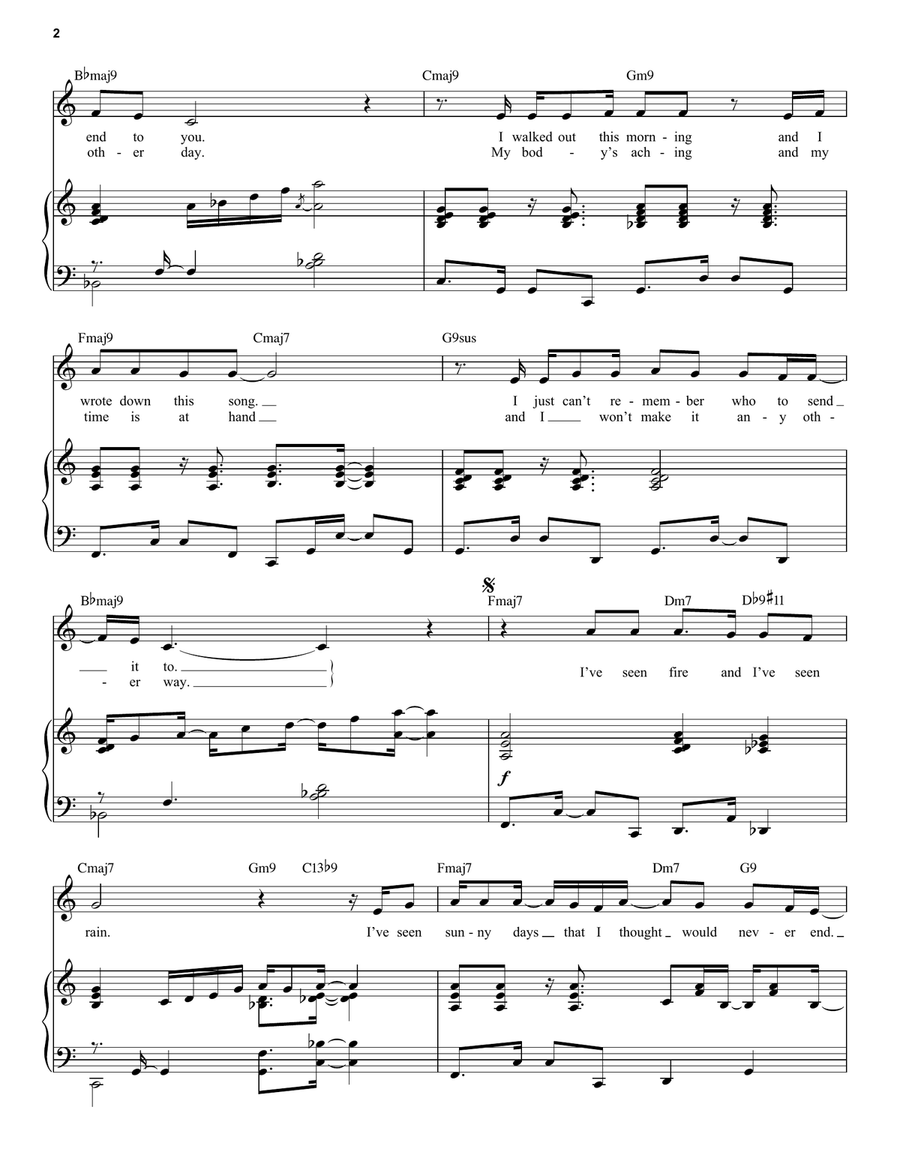Fire And Rain [Jazz version] (arr. Brent Edstrom) High Voice scores gallery preview page 2