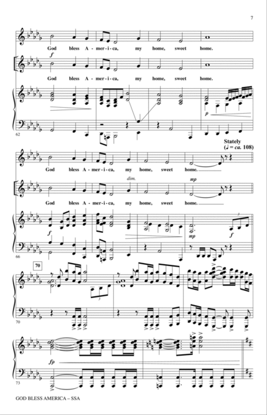 God Bless America (arr. Bruce Healey) SSA scores gallery preview page 6