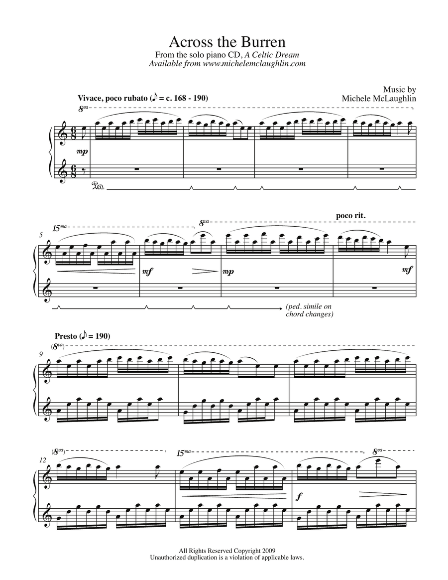 Across the Burren Piano Solo scores gallery preview page 1