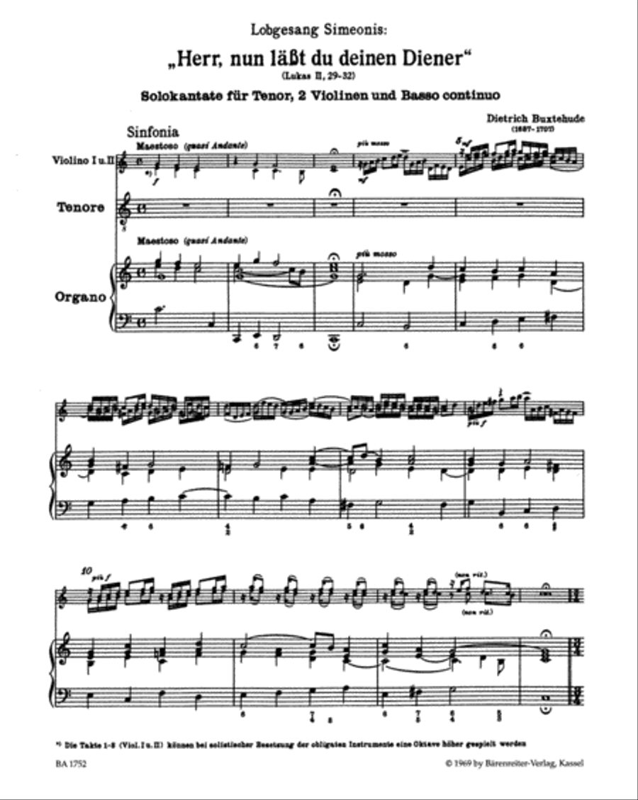 Herr, nun lassest du deinen Diener - Lord, be gracious to thy servant Tenor Voice scores gallery preview page 2