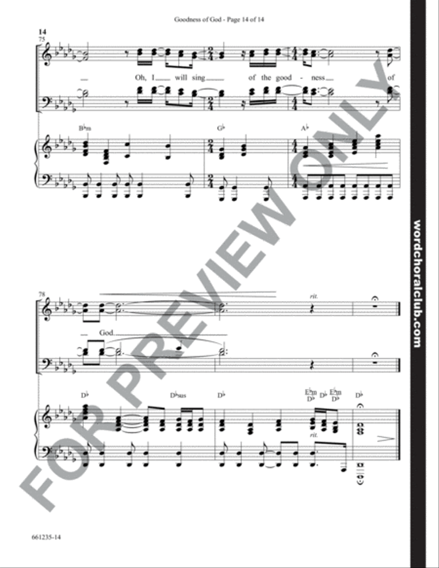 Goodness of God - Anthem 4-Part scores gallery preview page 14