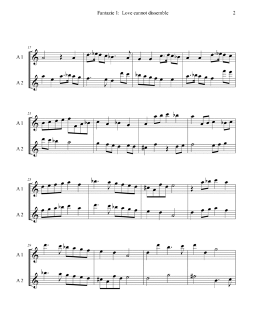 Michael East Fantasies for Alto Recorder Duets Woodwind Duet scores gallery preview page 5