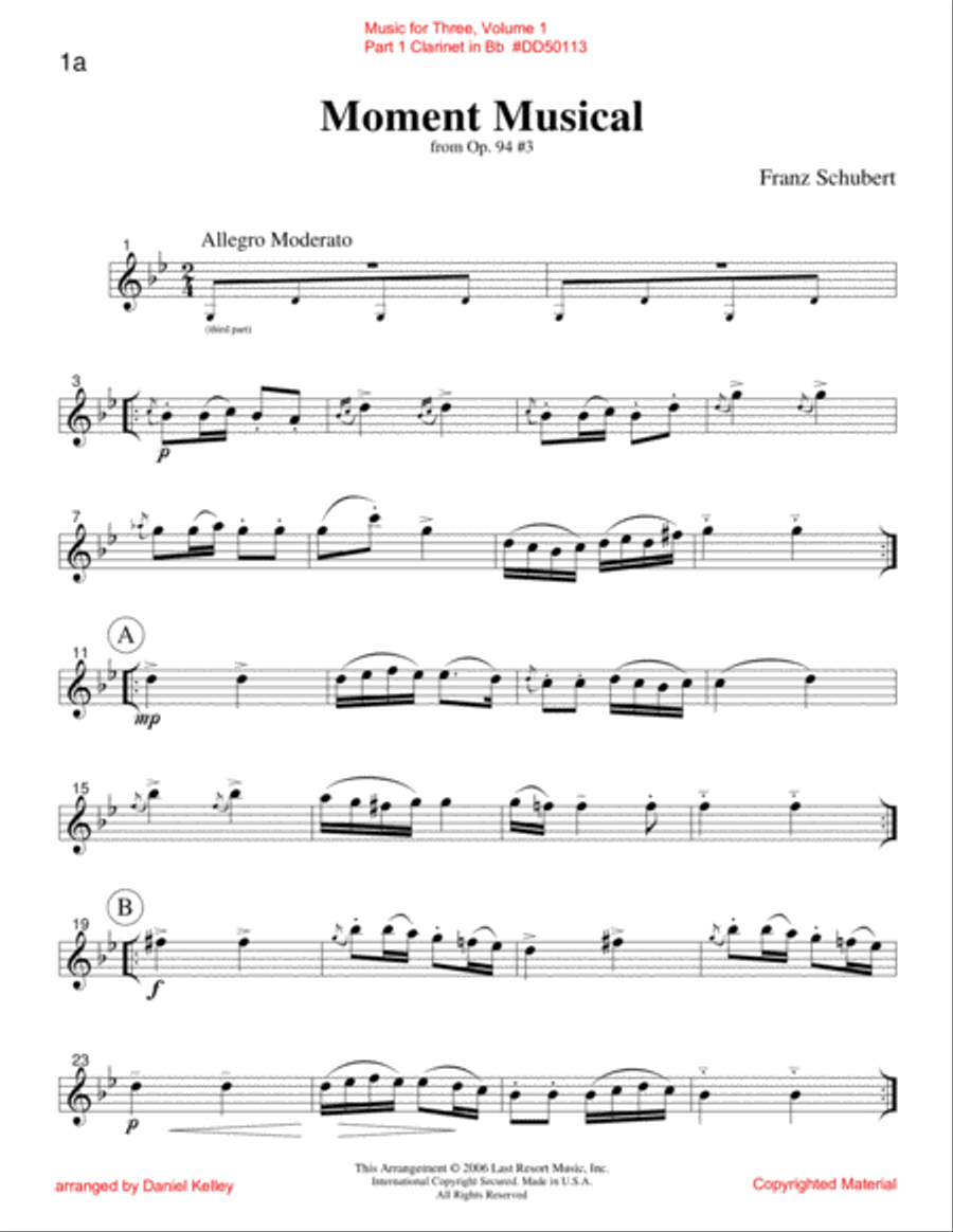 Music for Three, Volume 1 - Part 1 Bb Clarinet Small Ensemble scores gallery preview page 6