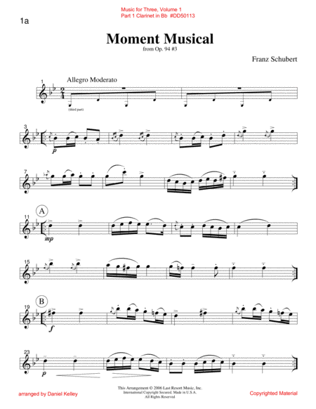 Music for Three, Volume 1 - Part 1 Bb Clarinet