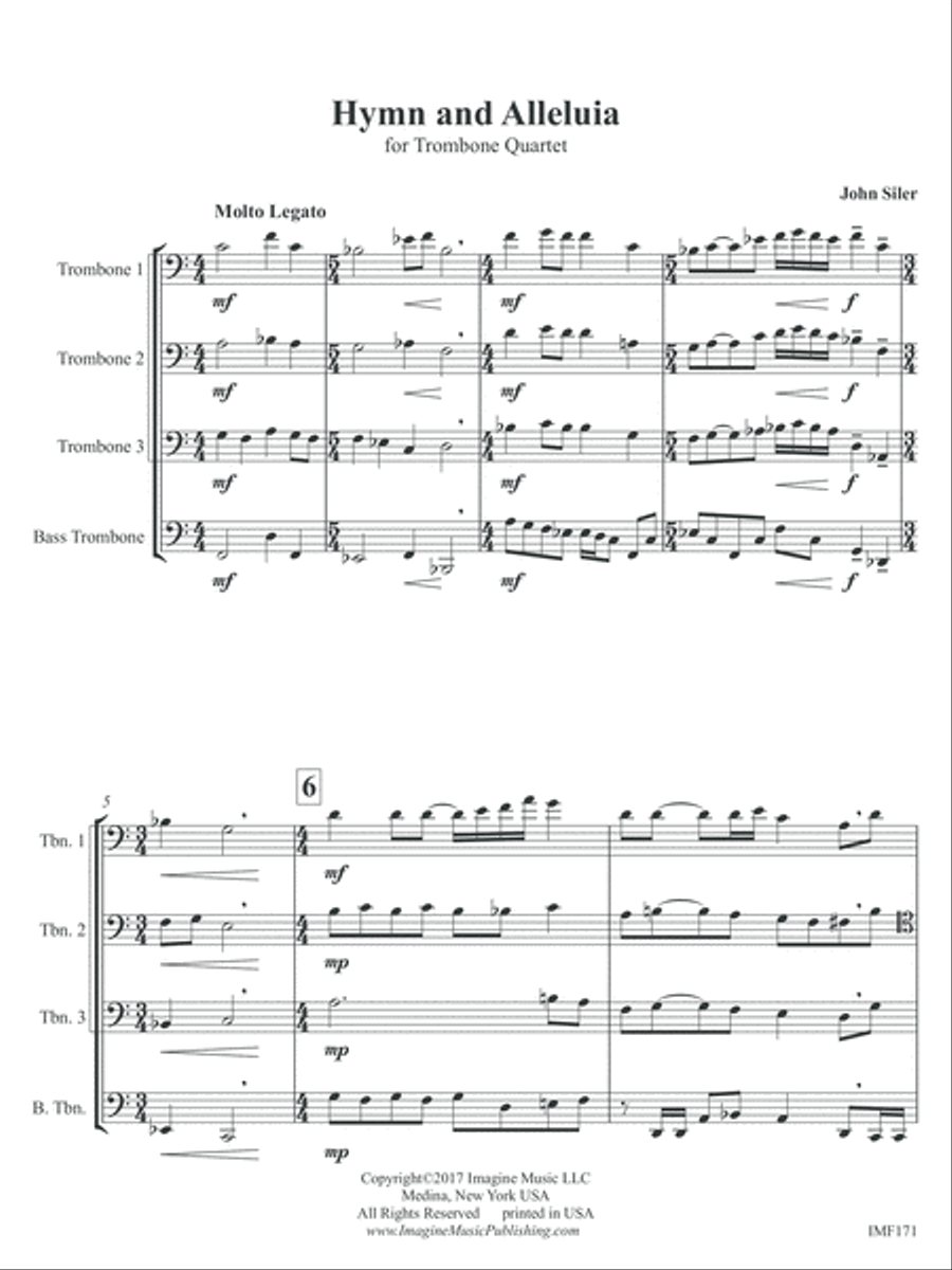 Hymn and Alleluia Trombone Quartet scores gallery preview page 3