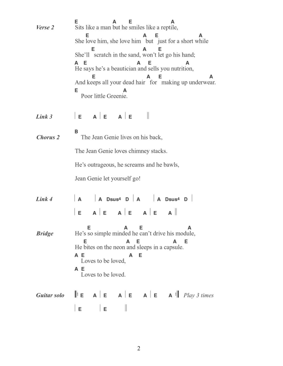 The Jean Genie The Jean Genie Acoustic Guitar scores gallery preview page 2