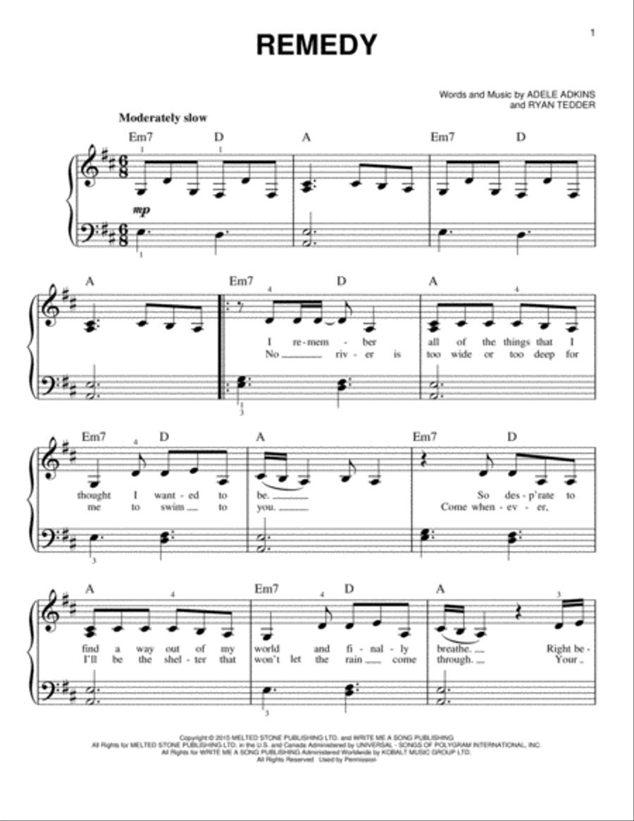 Remedy Easy Piano scores gallery preview page 1