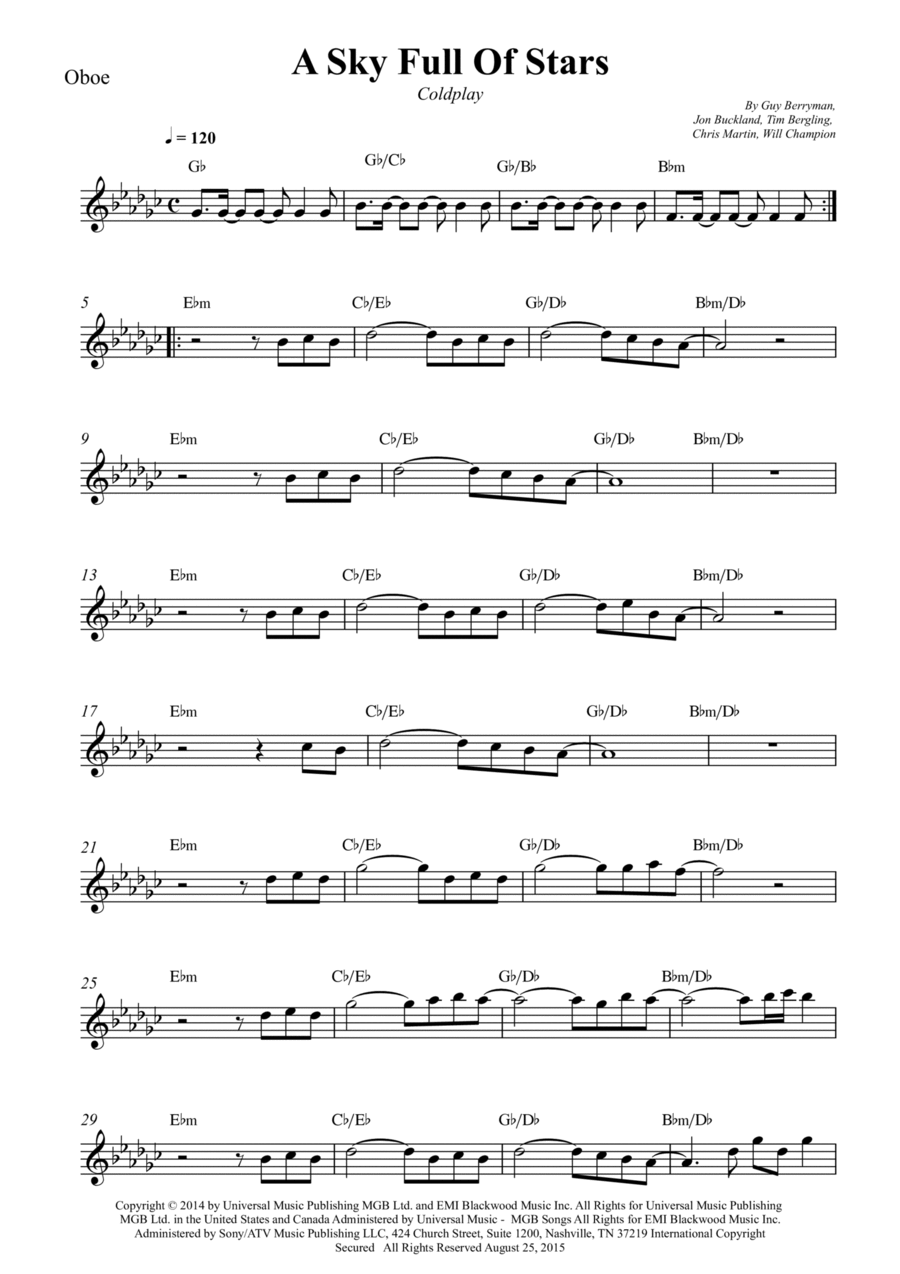 A Sky Full Of Stars Small Ensemble scores gallery preview page 1