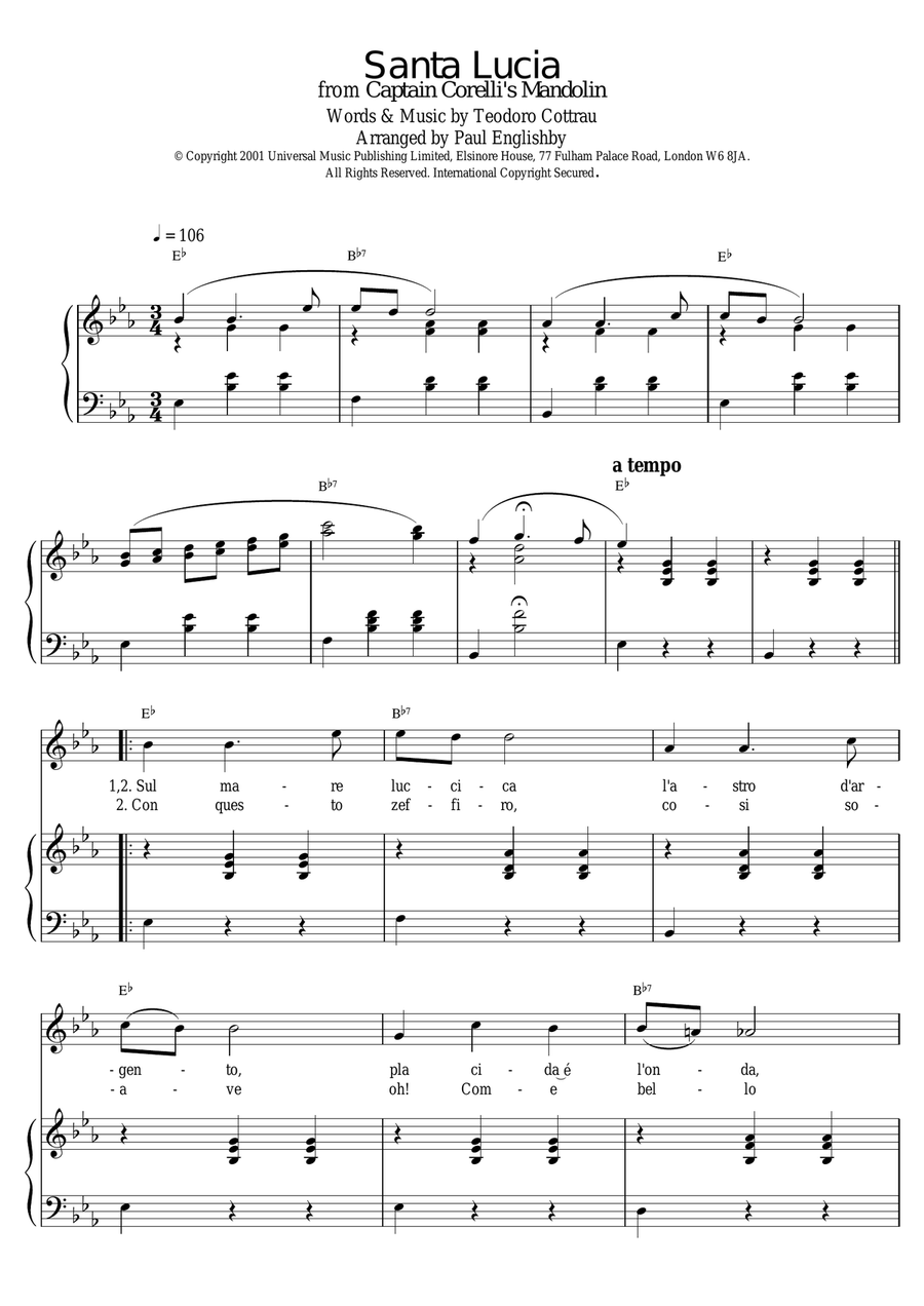 Santa Lucia Voice scores gallery preview page 1