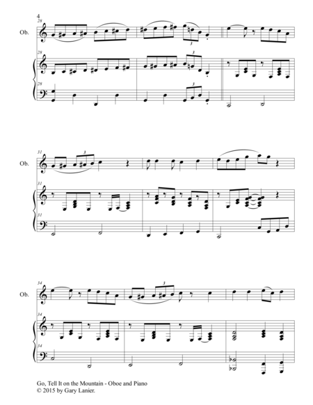 GO, TELL IT ON THE MOUNTAIN (Duet – Oboe and Piano/Score and Parts) image number null