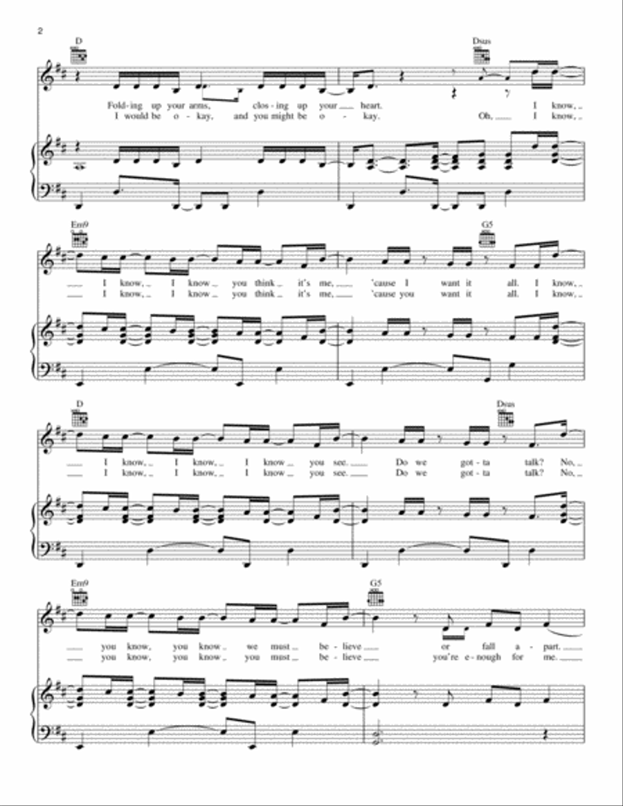 Whatever You Want Piano, Vocal, Guitar scores gallery preview page 2
