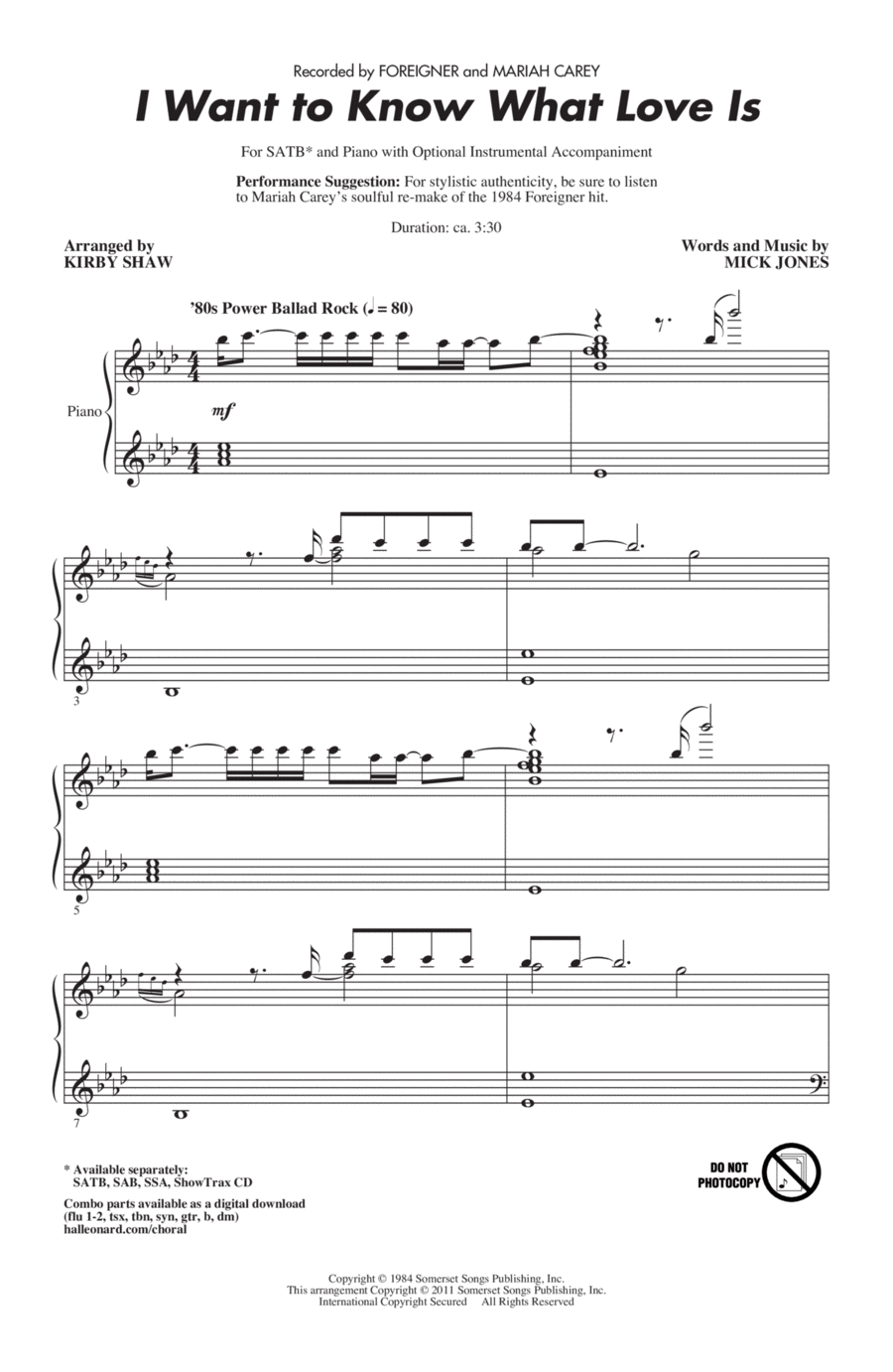I Want To Know What Love Is 4-Part scores gallery preview page 1