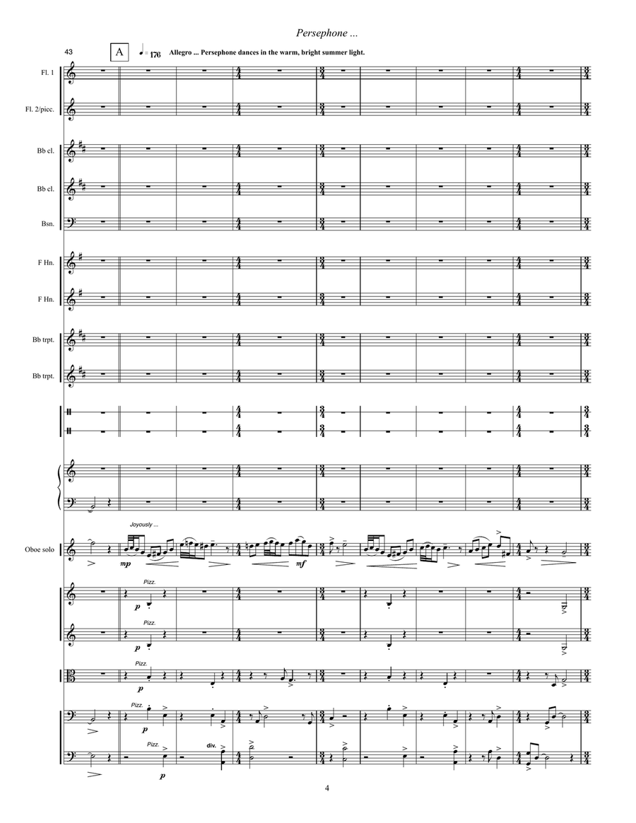 Persephone and the Four Seasons (2006, rev. 2009) for oboe solo and orchestra. - Score Only Full Orchestra scores gallery preview page 6