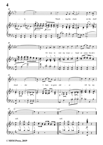 Irving Berlin-All By Myself,in E flat Major,for Voice and Piano image number null